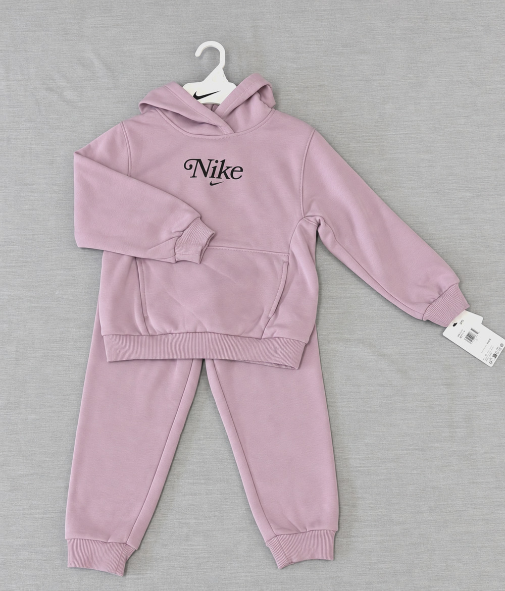 Nike Girls 2 Piece Fleece Hoodie Joggers Set Plum Fog Size 6 NWT